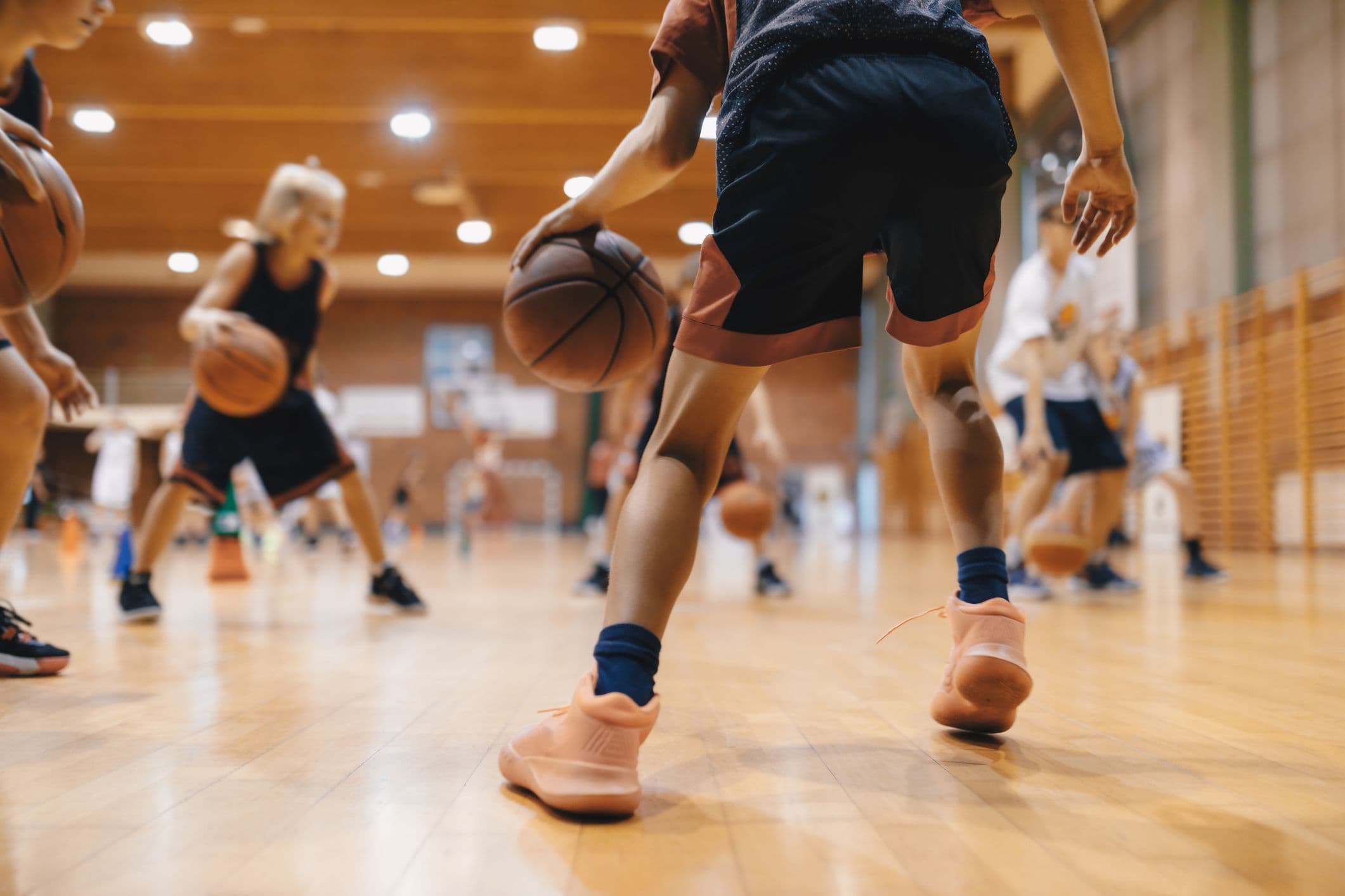 Kids playing basketball
